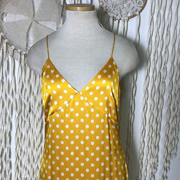 Caroline Constas Amelia Silk Maxi Gown in Saffron and White Polka Dot Size Large - Picture 2 of 12